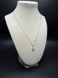 16-18" Adjustable Silver Cable Chain with 1ct Pear Shape VS/VVS Lab Diamond Solitaire Pendant 1.5g