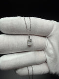 16-18" Adjustable Silver Cable Chain with 1ct Oval VS/VVS Lab Diamond Solitaire Pendant 1.6g