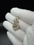 1.5" 10k Yellow Gold 3/4ctw Natural Diamond Lion with Crown 3.3g