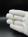 1.5" 10k Yellow Gold 3/4ctw Natural Diamond Double Row Cross 6.5mm Bail 3.3g