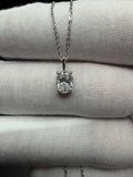 16-18" Adjustable Silver Cable Chain with 1ct Oval VS/VVS Lab Diamond Solitaire Pendant 1.6g