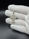 1.75" 10k Yellow Gold 1ctw Micro-Pave Natural Diamond Gothic Cross 5mm Bail 5.2g