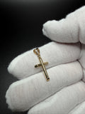 1" 14k Yellow Gold Round Cross 4mm Bail .72g