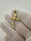 1.5" 14k Yellow Gold Gothic Cross & Crucifix 3.5mm Bail 1.56g