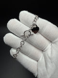 7" Silver Tiff Style Rolo Bracelet with Heart Charm 7.9g