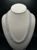 22" 14mm 25ctw Moissanite Silver Cuban Link 139.5g