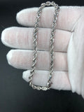 8.5” Rope Bracelet 4.7mm 10k White Gold