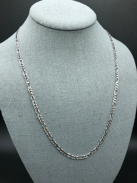 22” Figaro 10k White Gold 3.6mm