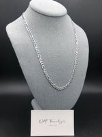 22” Silver Figaro Chain 5mm Italian Made