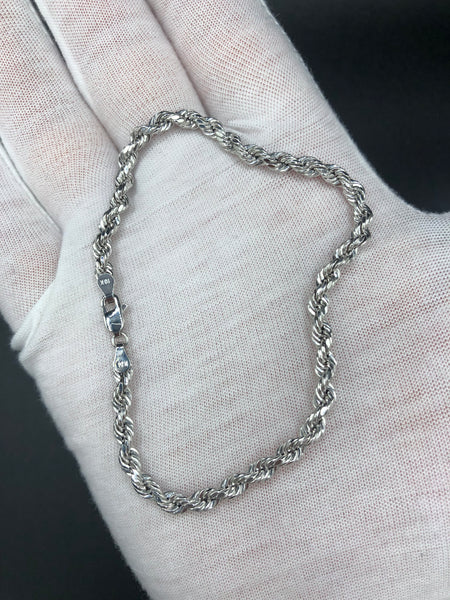 8.5” Rope Bracelet 4.7mm 10k White Gold