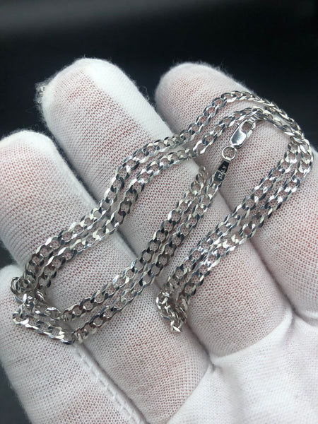 24” Curb Chain 3mm 10k Italian White Gold