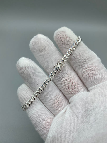 5mm Silver Miami Cuban Link Chain with box lock clasp O.F.J