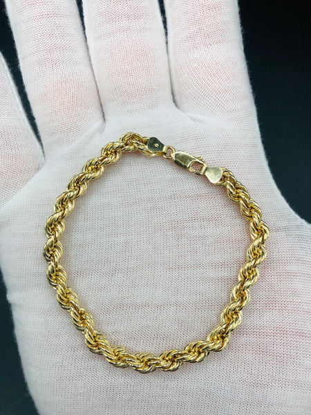 7.5” Gold Rope bracelet 10k Italian Yellow Gold