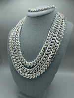 12mm Silver Miami Cuban Link Chain with box lock clasp