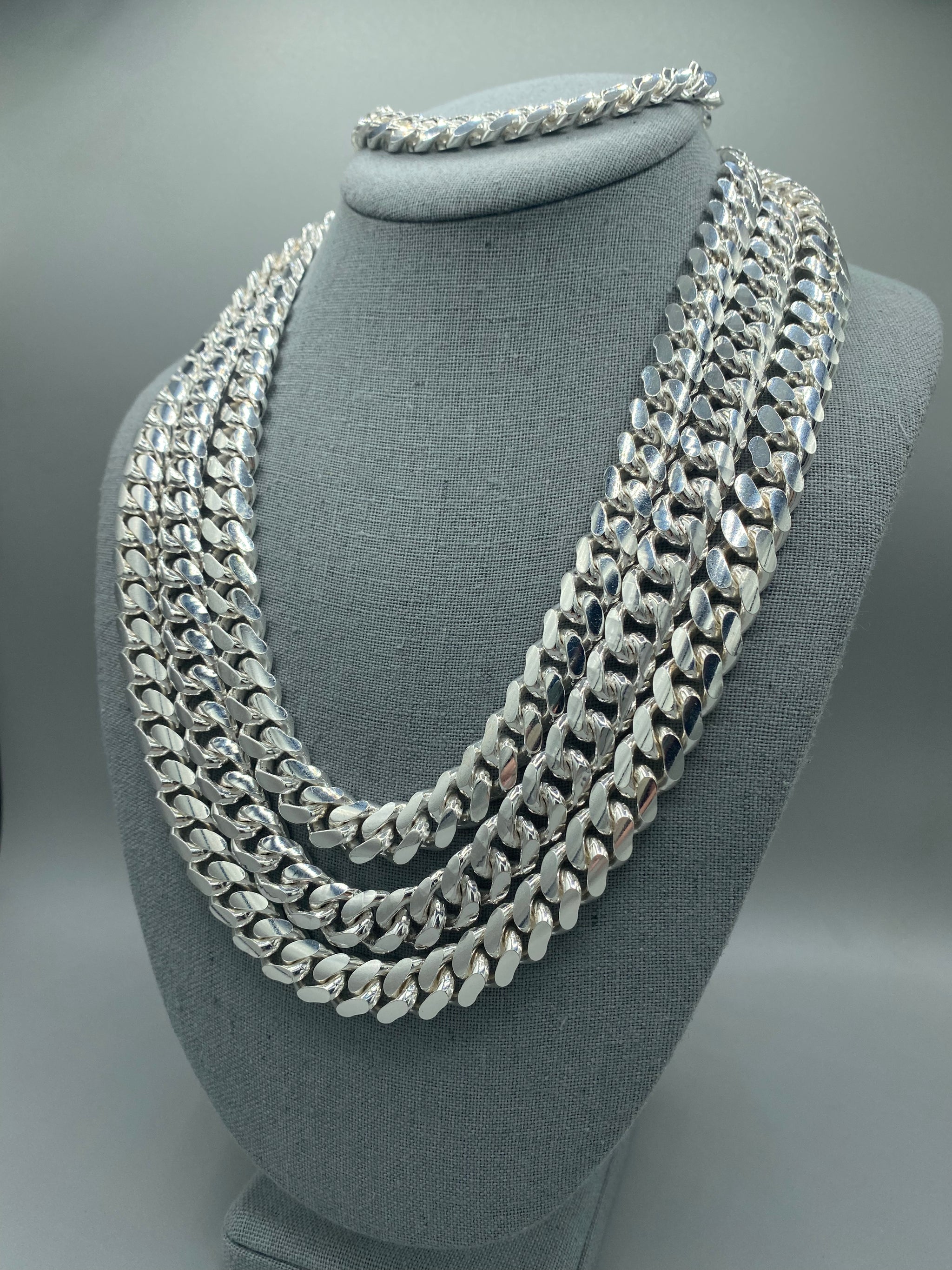 12mm Silver Miami Cuban Link Chain with box lock clasp | Ott