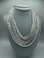 12mm Silver Miami Cuban Link Chain with box lock clasp