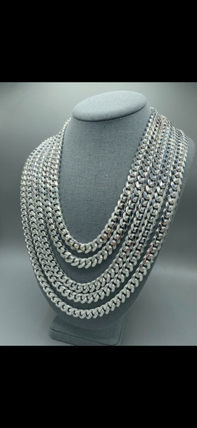 10mm Silver Miami Cuban Link Chain with box lock clasp