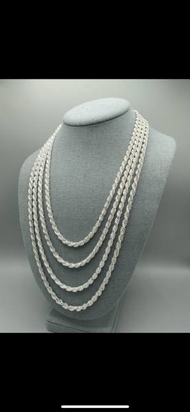 4.4mm Silver Rope Chain Diamond Cut